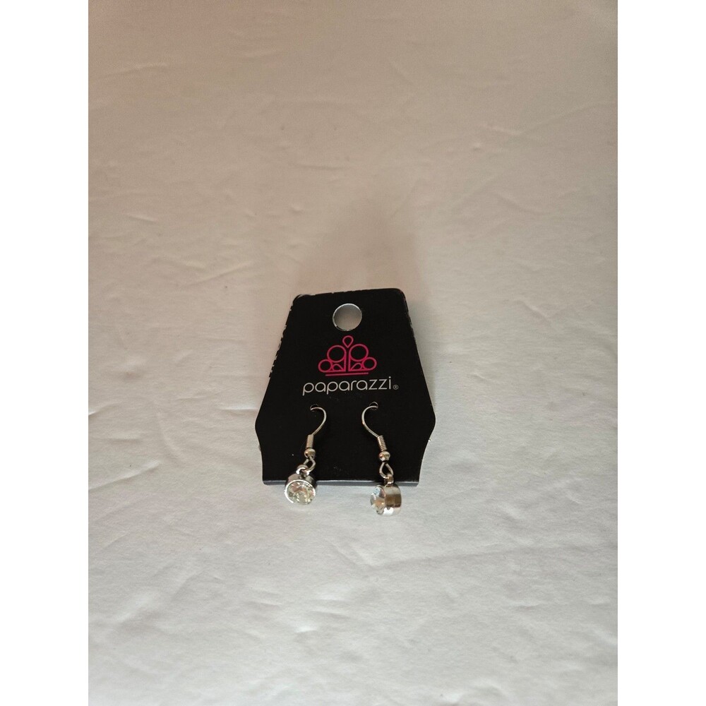 Paparazzi Silver Tone Dangle Earrings with Clear Rhinestones NWT